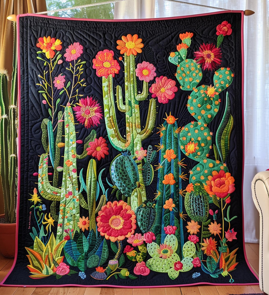 Enchanted Desert Garden Quilted Blanket - Throw (55" x 60")