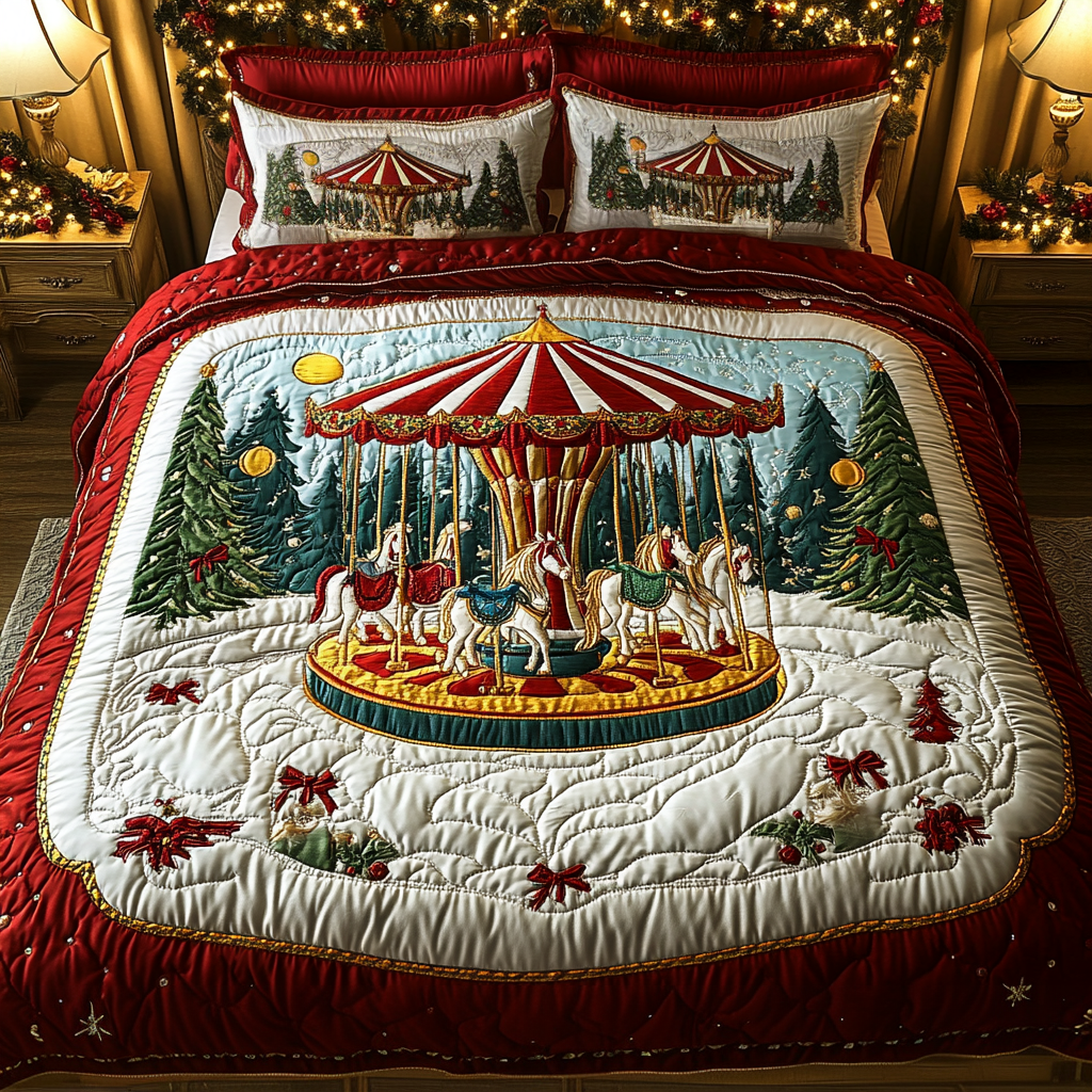 Enchanted Carousel 3-Piece Quilted Bedding Set - Single (59" x 70")
