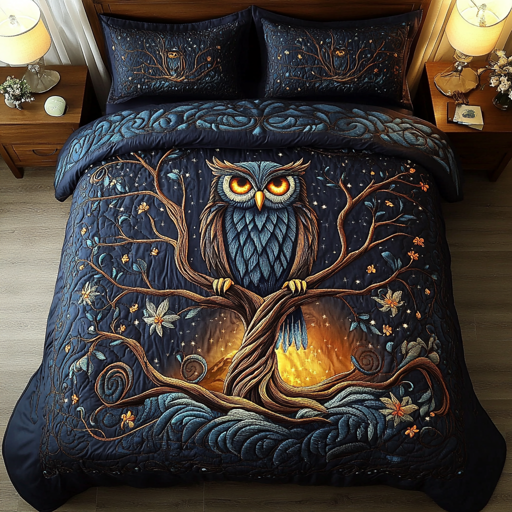 Enchanted Forest 3-Piece Quilted Bedding Set - Single (59" x 70")