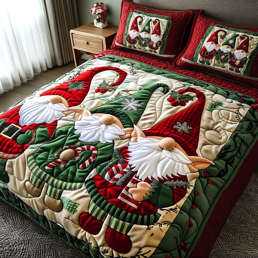 Enchanted Gnome 3-Piece Quilted Bedding Set - Single (59" x 70")