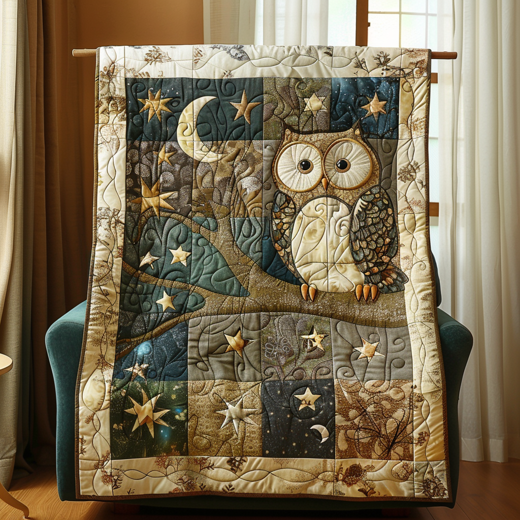 Endearing Owl Quilted Blanket - Throw (55" x 60")