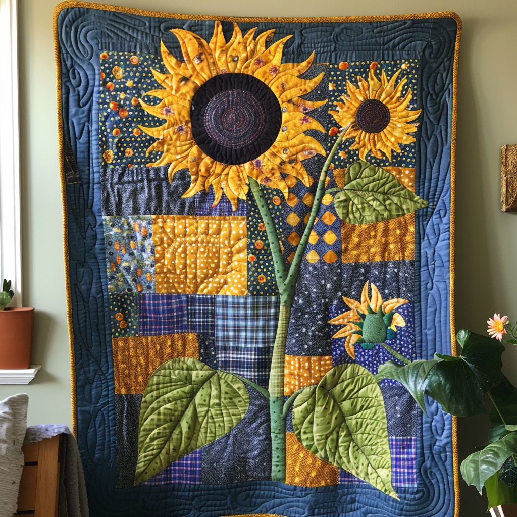Endearing Sunflowers Quilted Blanket - Throw (55" x 60")