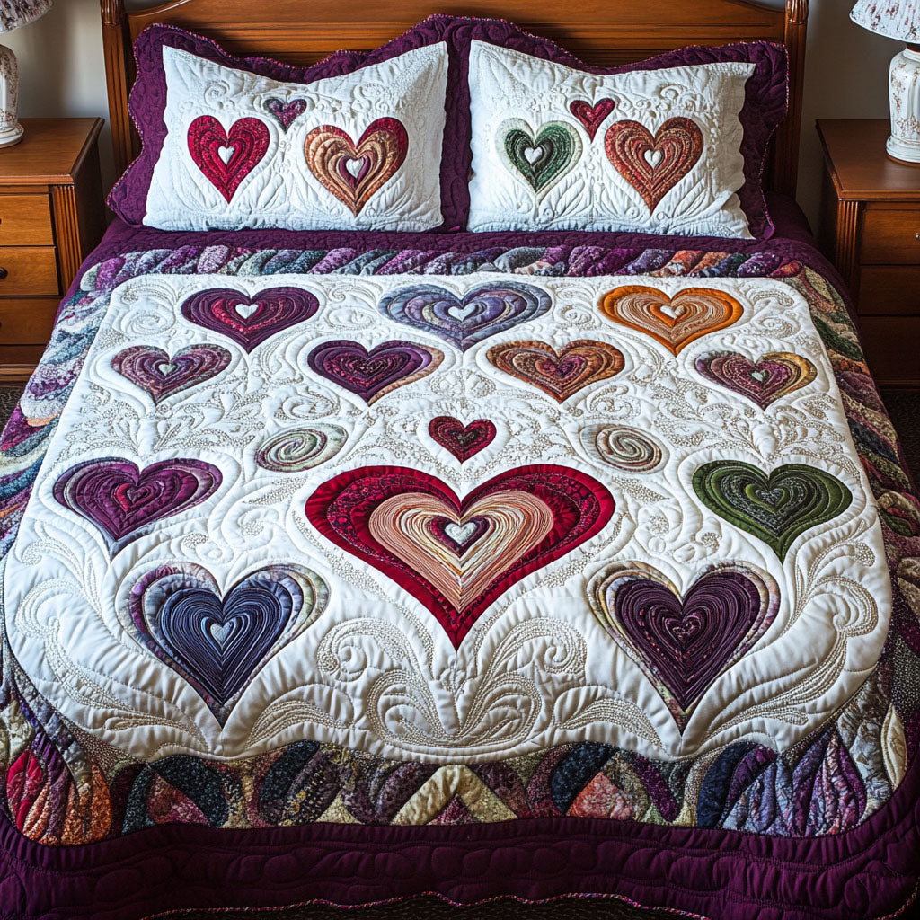 Endless Love 3-Piece Quilted Bedding Set - Single (59" x 70")
