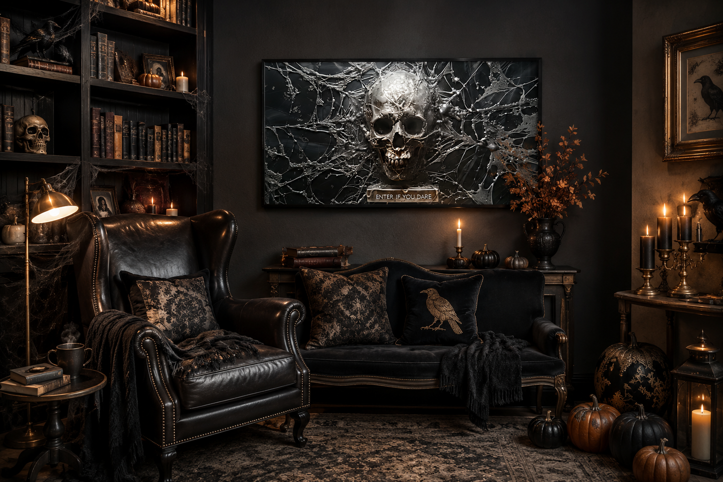 Enter If You Dare Halloween Entrance Decor Skeleton Skull Wall Art