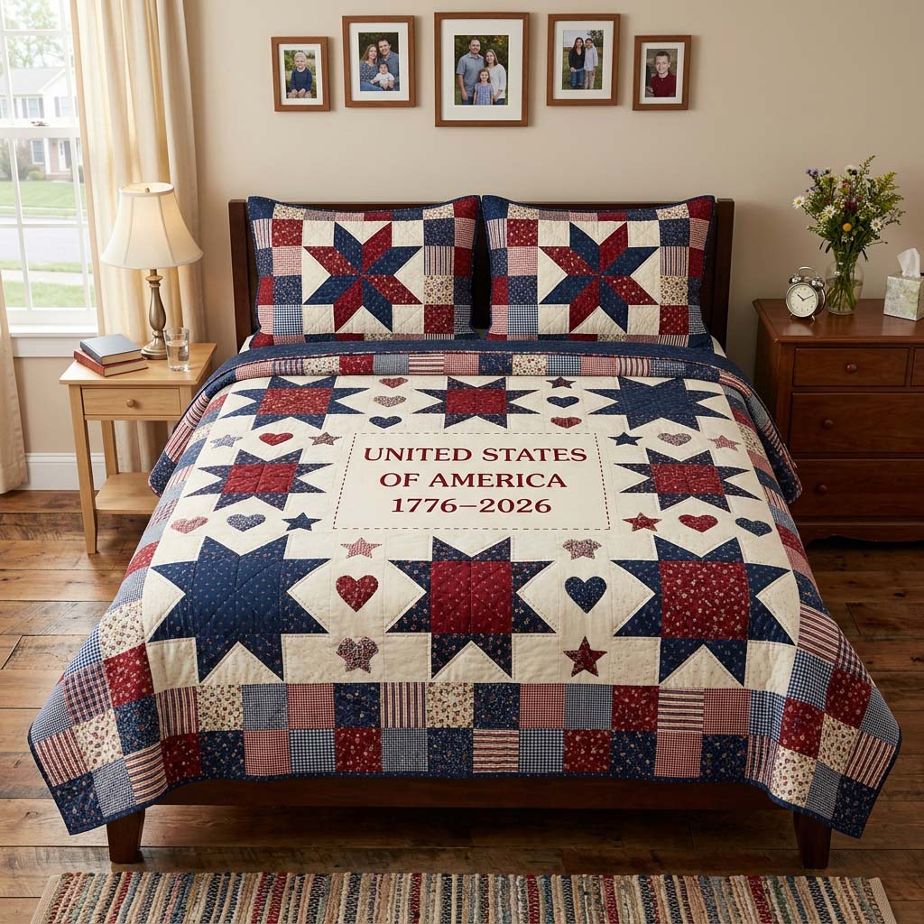 Everlasting Union 1776 3-Piece Quilted Bedding Set - Single (59" x 70")