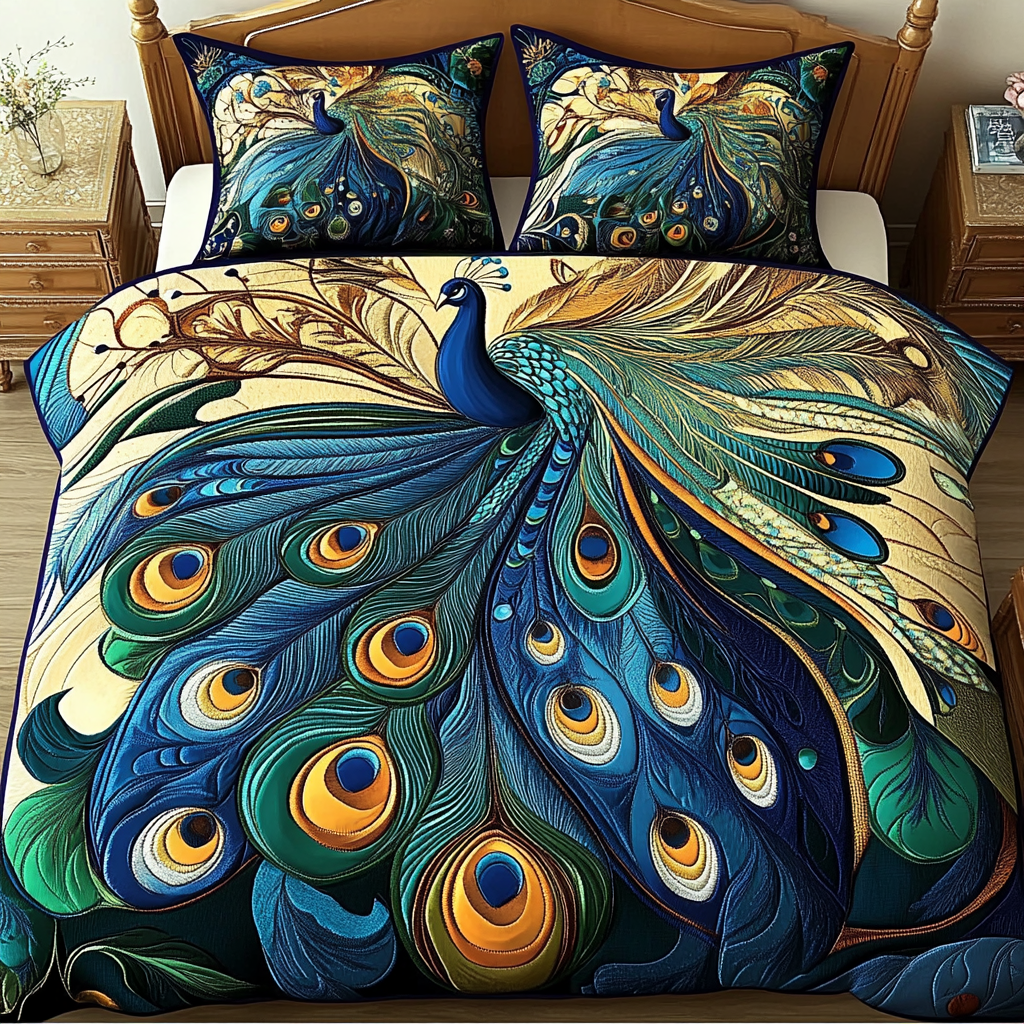 Feathered Elegance 3-Piece Quilted Bedding Set - Single (59" x 70")