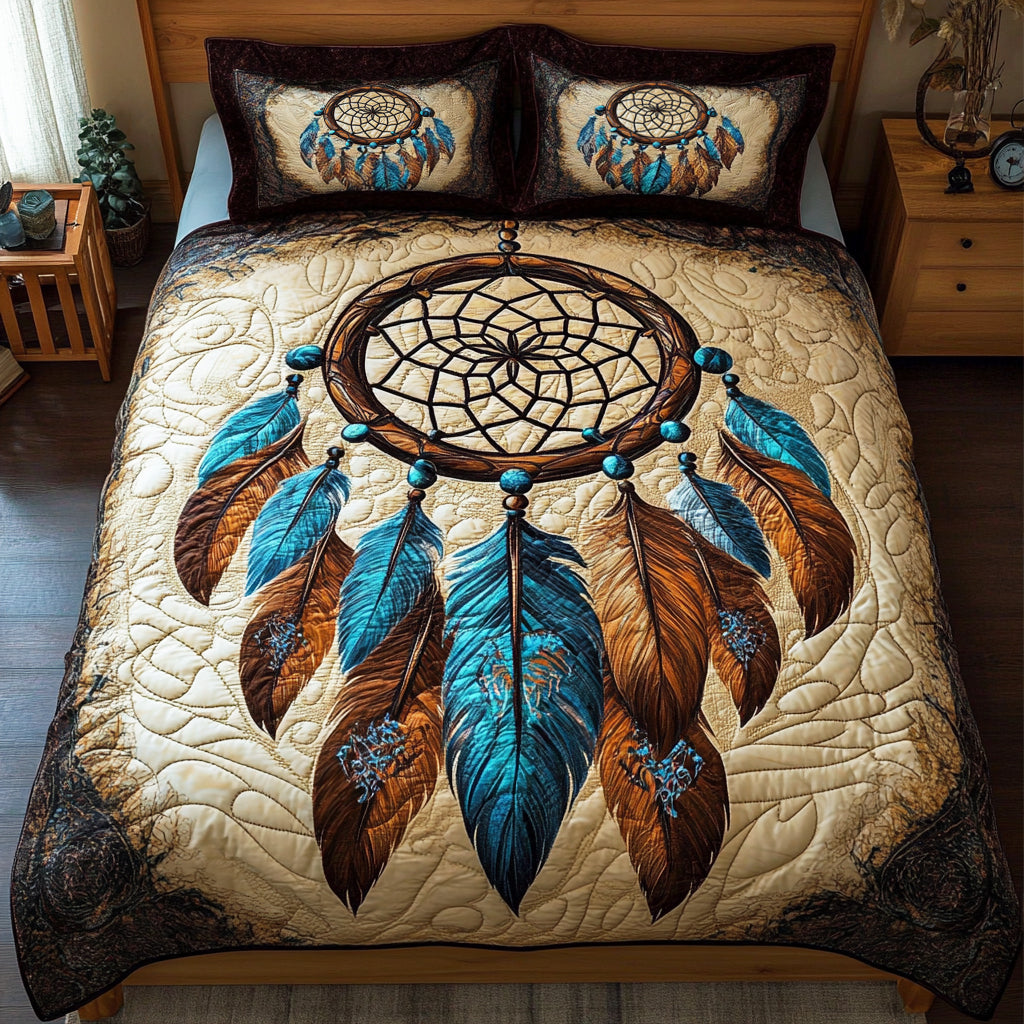 Feathered Nightfall 3-Piece Quilted Bedding Set - Single (59" x 70")