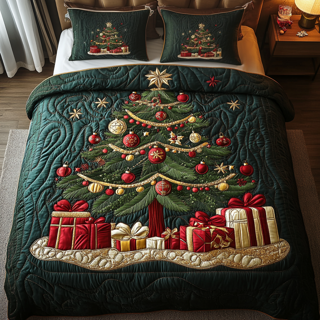 Festive Elegance 3-Piece Quilted Bedding Set - Single (59" x 70")