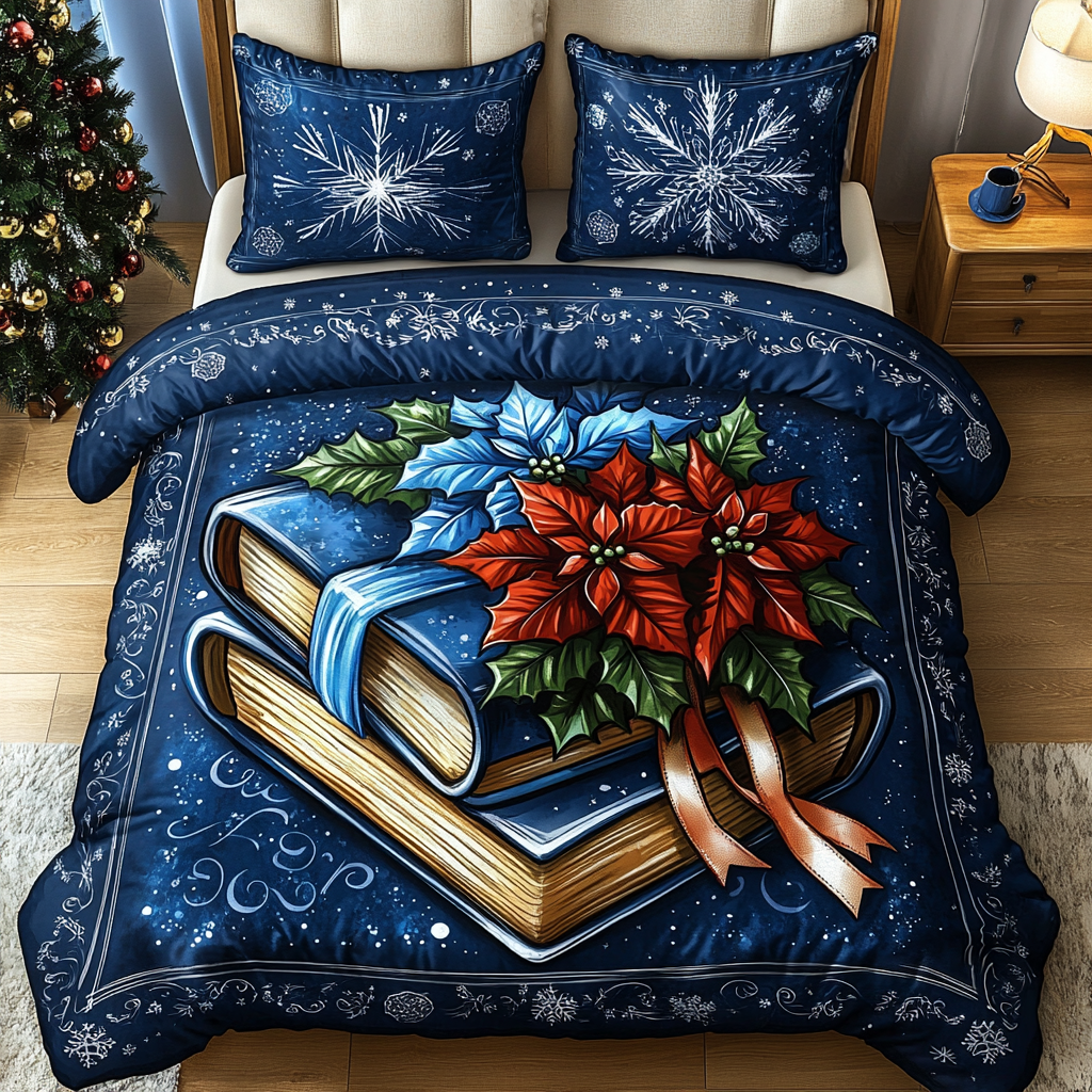 Festive Spine 3-Piece Quilted Bedding Set - Single (59" x 70")