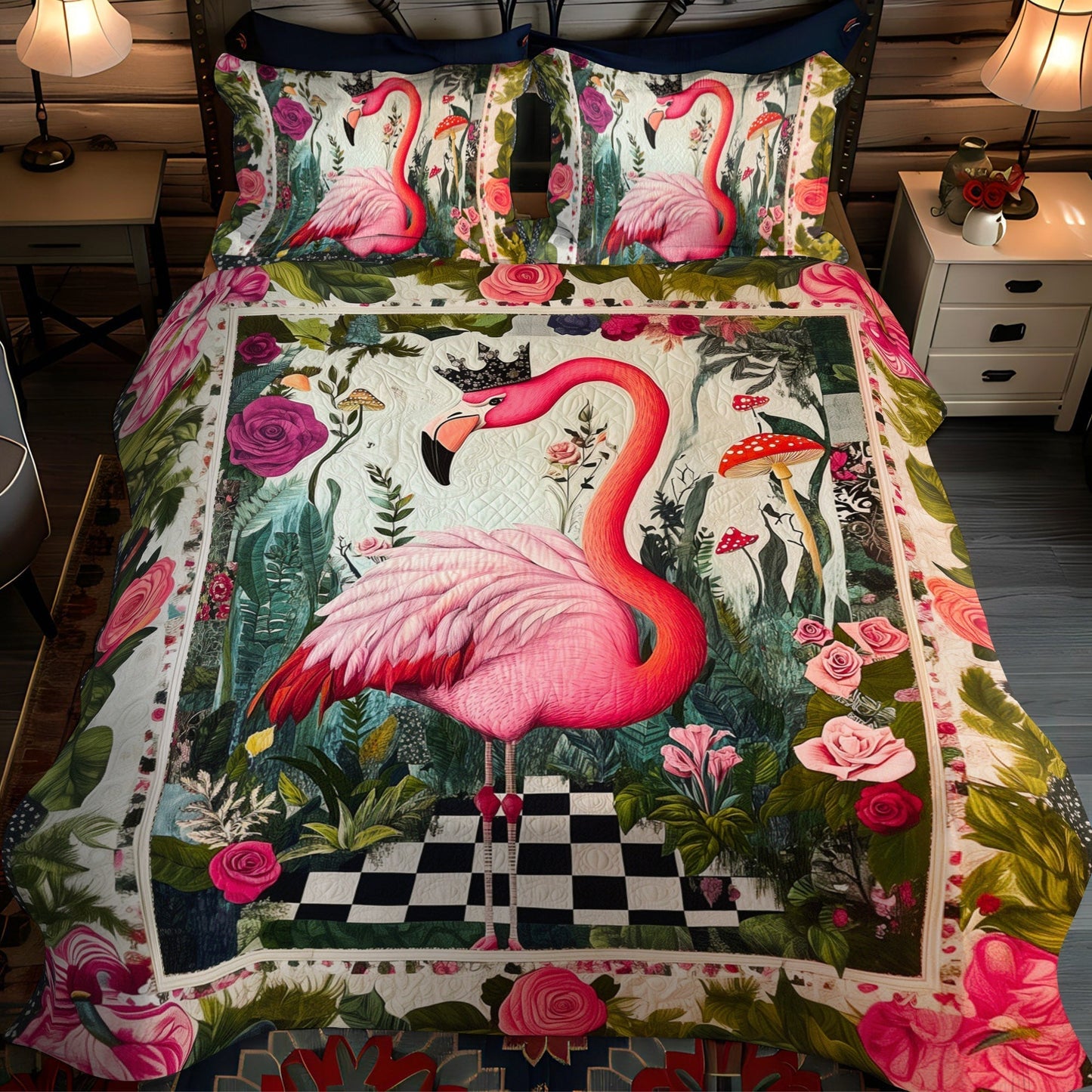 Flamingo Chic 3-Piece Quilted Bedding Set - Single (59" x 70")
