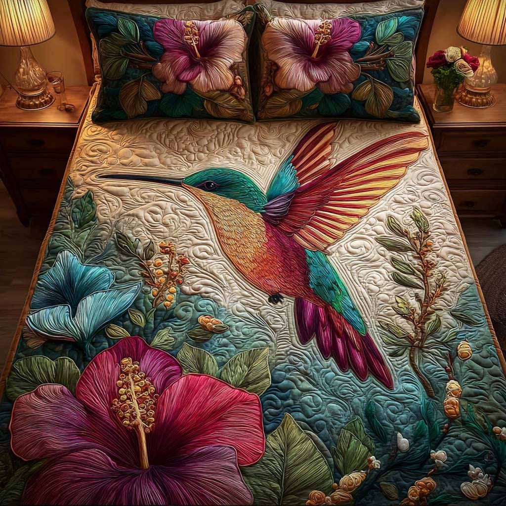 Floral Harmony 3-Piece Quilted Bedding Set - Single (59" x 70")