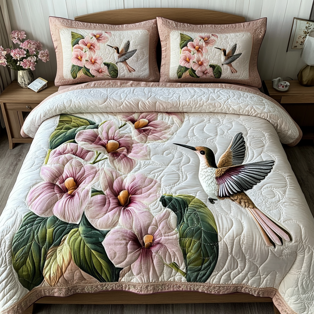 Floral Haven 3-Piece Quilted Bedding Set - Single (59" x 70")