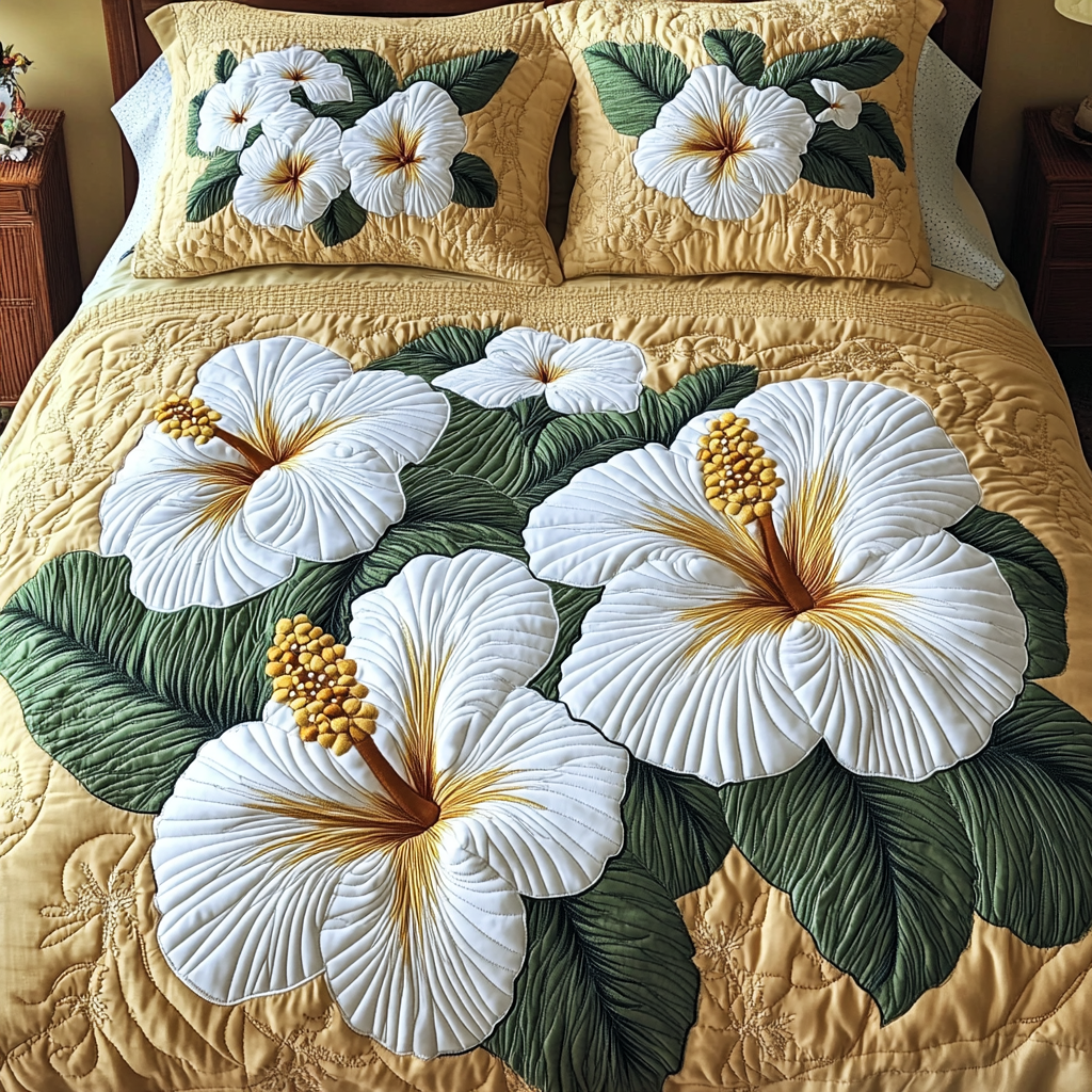 Floral Hues 3-Piece Quilted Bedding Set - Single (59" x 70")