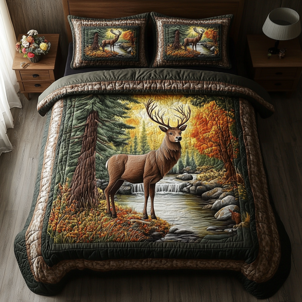 Forest Majesty 3-Piece Quilted Bedding Set - Single (59" x 70")