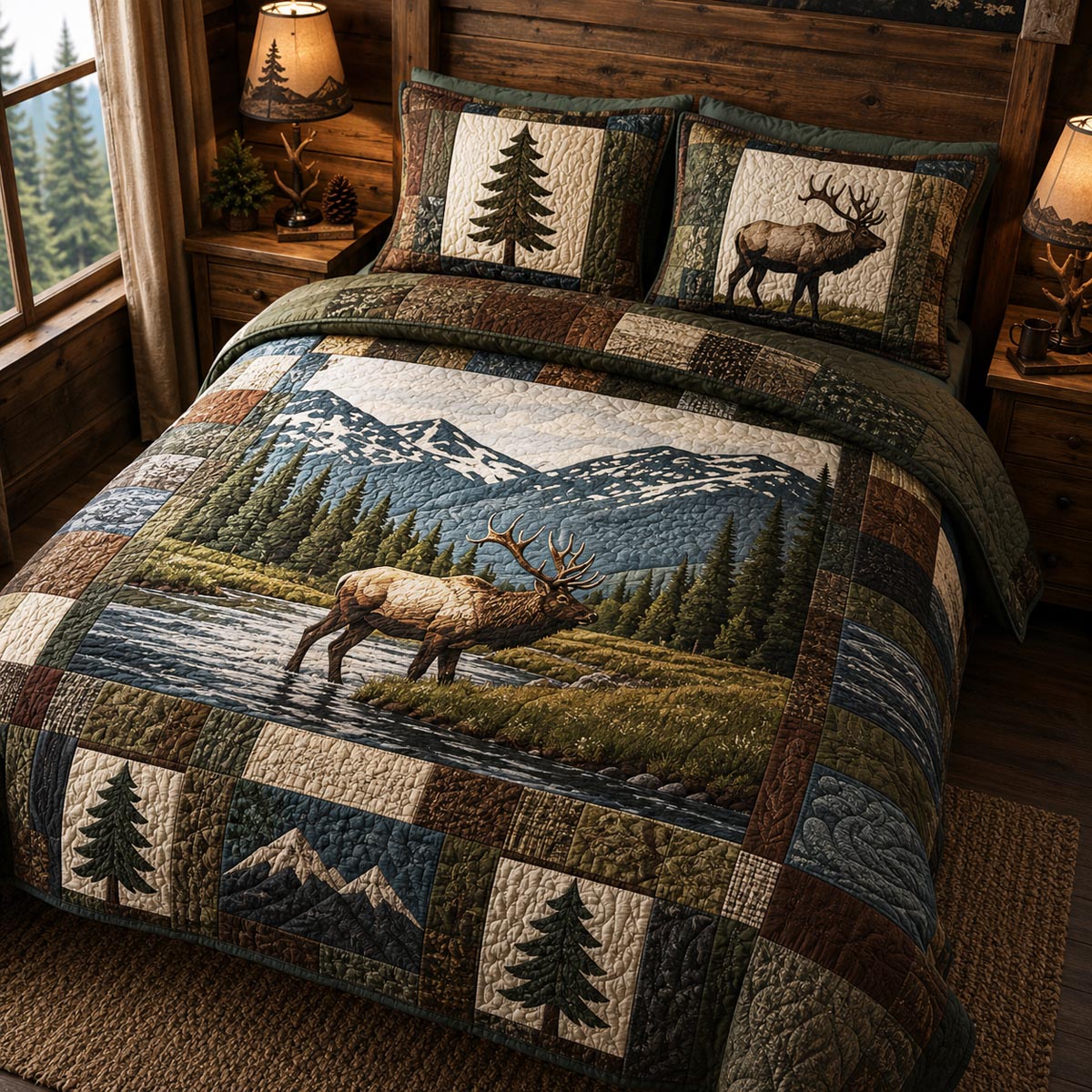Forest Majesty 3-Piece Quilted Bedding Set - Single (59" x 70")