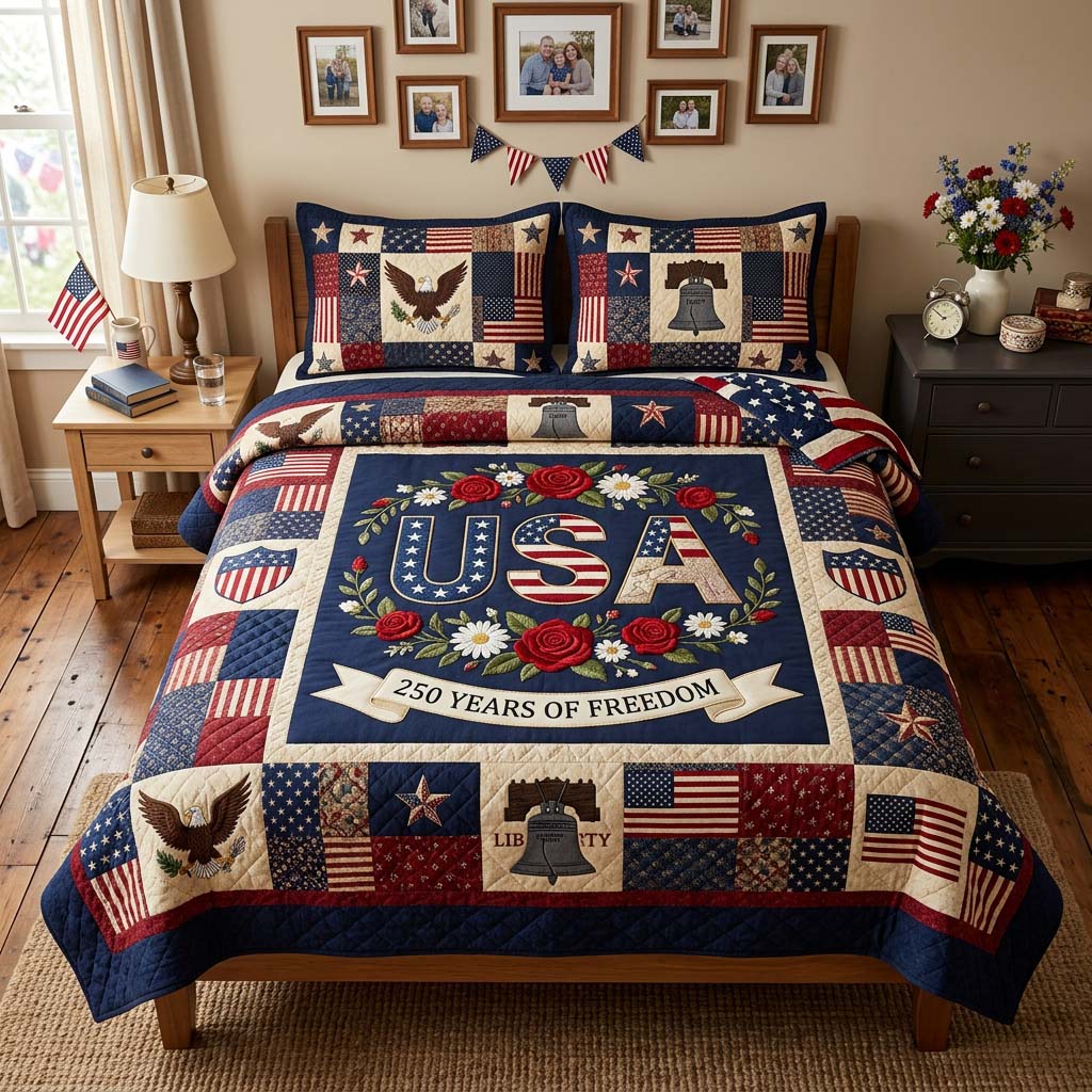 Freedom Bell Jubilee 3-Piece Quilted Bedding Set - Single (59" x 70")
