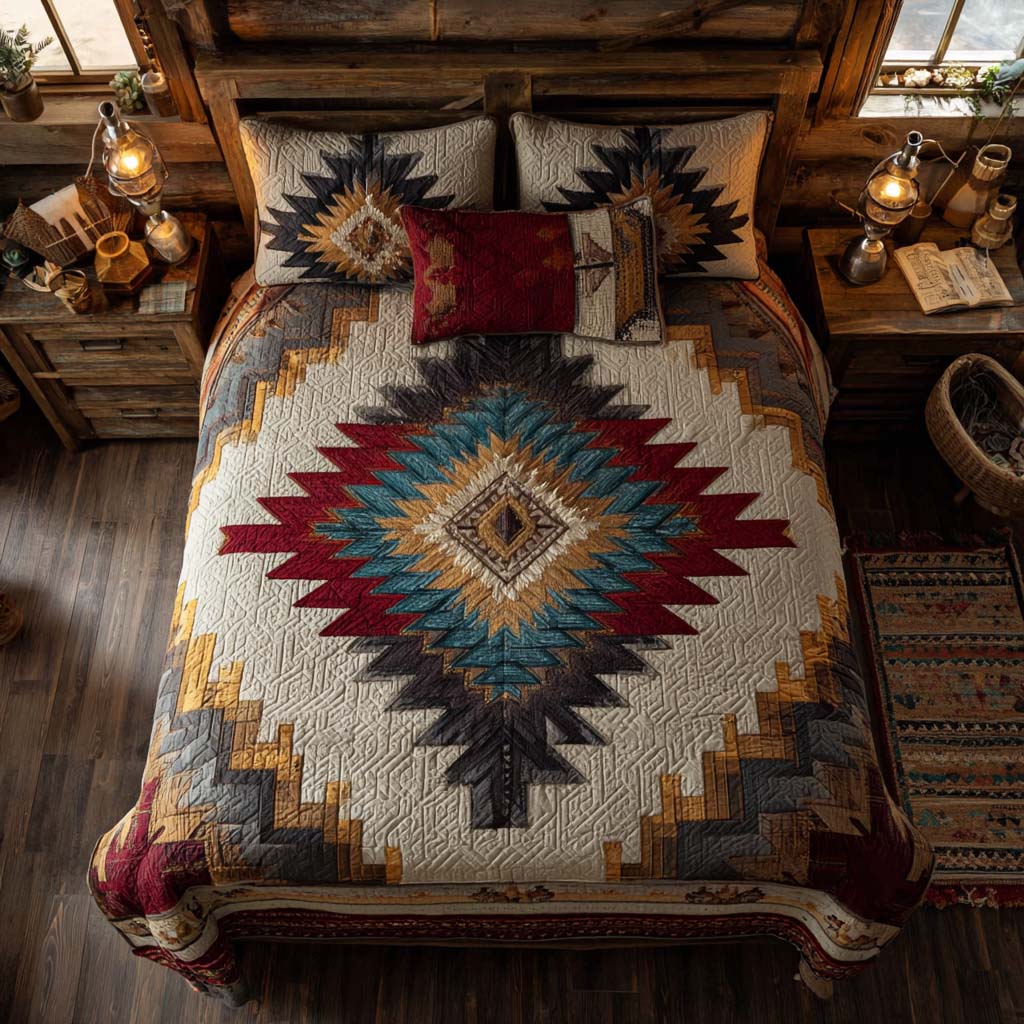Frontier Diamond Glow 3-Piece Quilted Bedding Set - Single (59" x 70")
