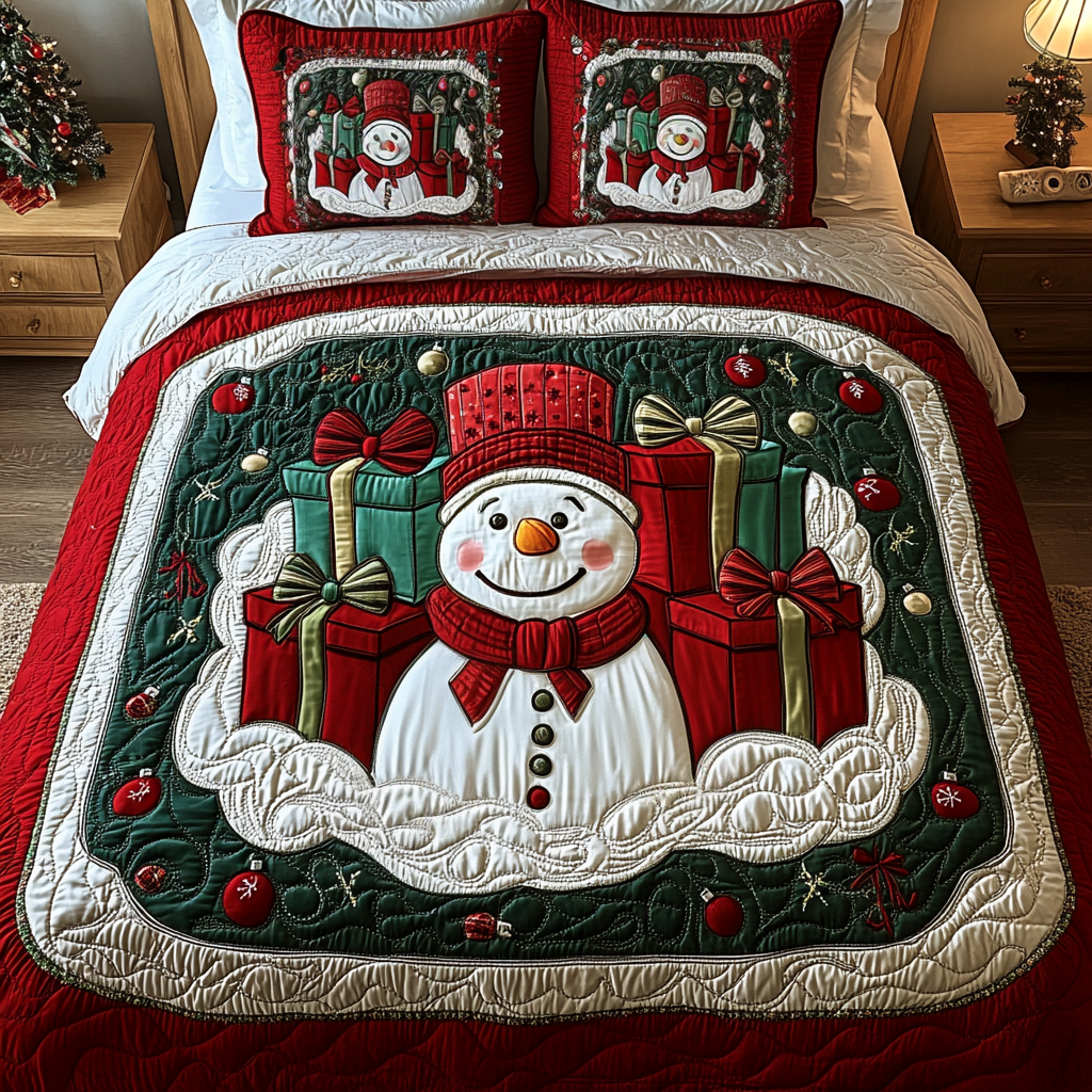 Frosty Festivities 3-Piece Quilted Bedding Set - Single (59" x 70")