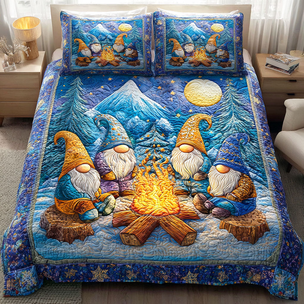 Frosty Gnome Wishes 3-Piece Quilted Bedding Set - Single (59" x 70")