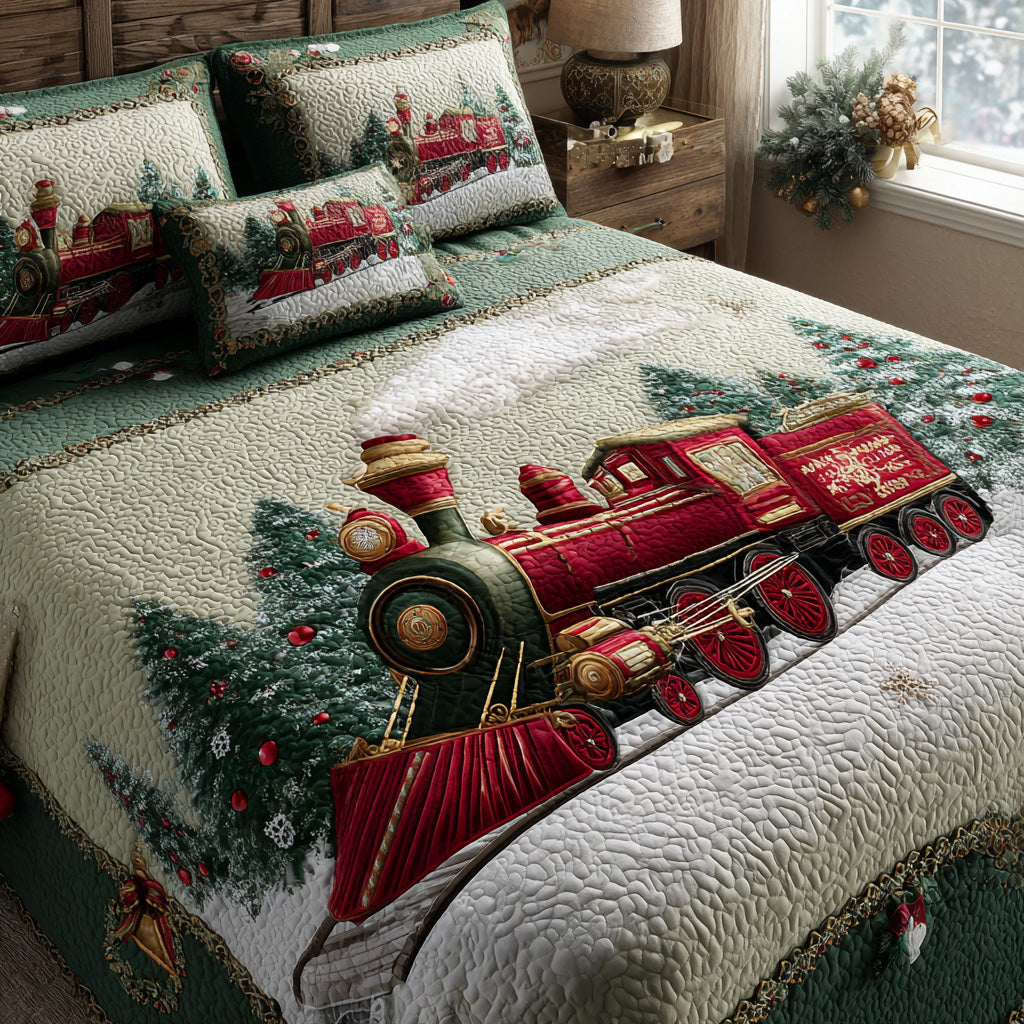 Frosty Tracks 3-Piece Quilted Bedding Set - Single (59" x 70")