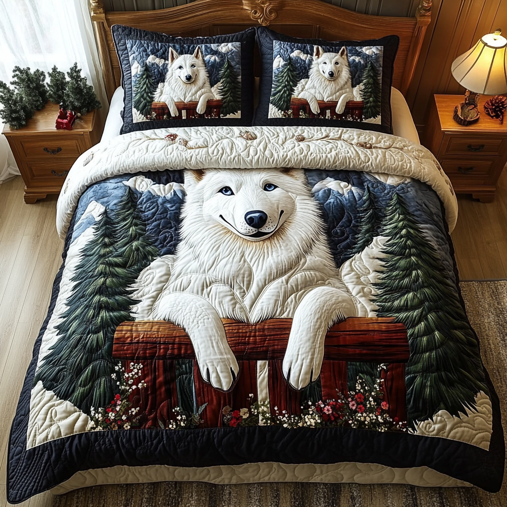 Frozen Paws 3-Piece Quilted Bedding Set - Single (59" x 70")