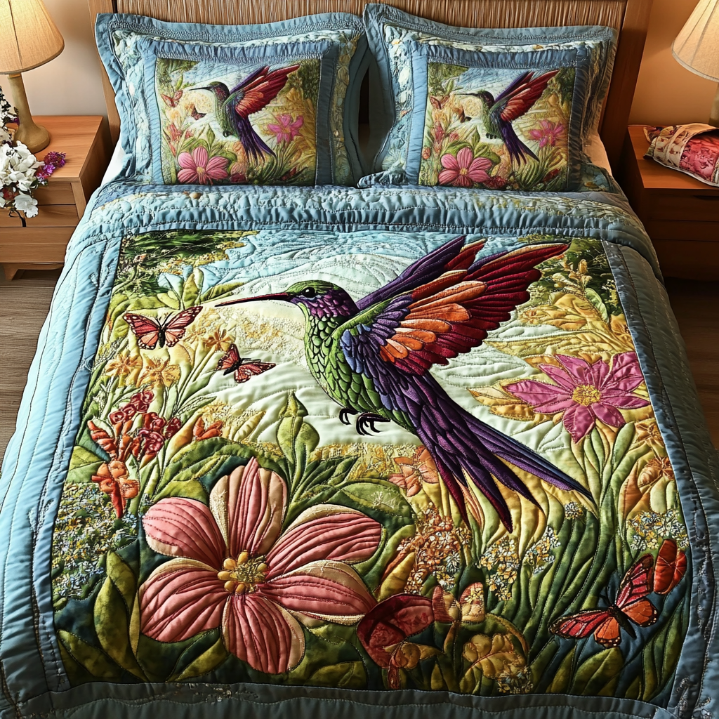 Garden Dancer 3-Piece Quilted Bedding Set - Single (59" x 70")