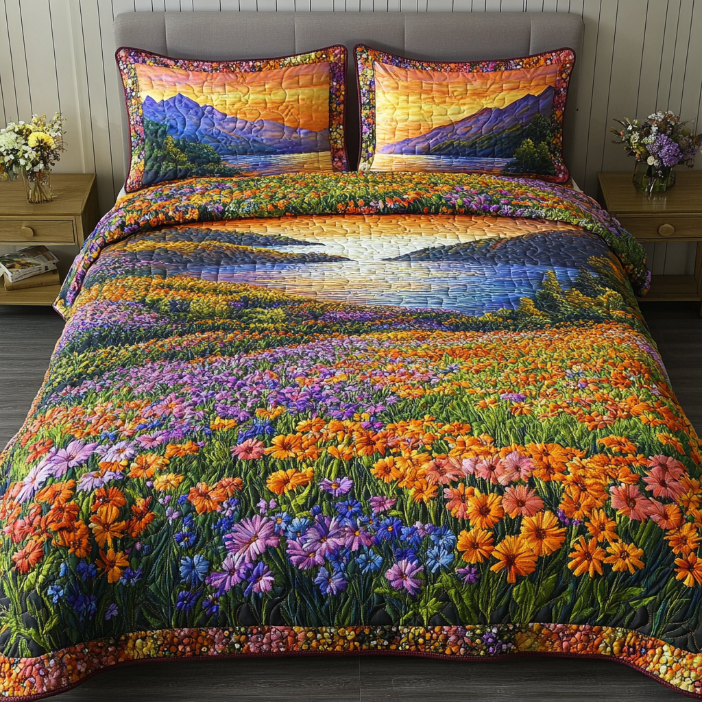 Garden Path 3-Piece Quilted Bedding Set - Single (59" x 70")