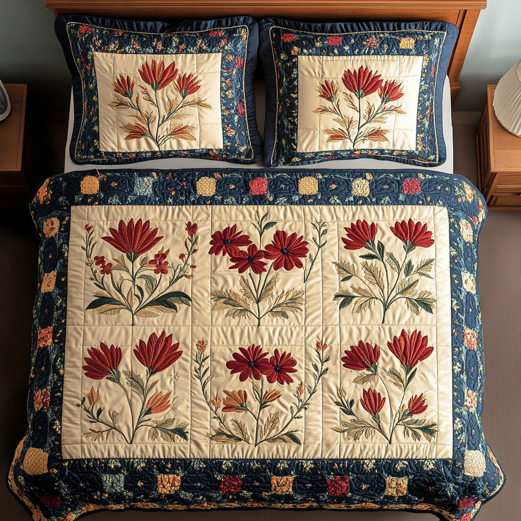 Garden Whispers 3-Piece Quilted Bedding Set - Single (59" x 70")