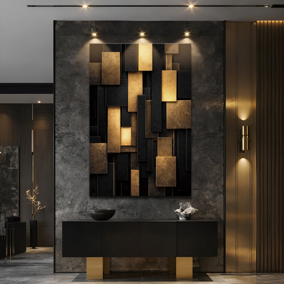 Black & Gold Geometric Blocks