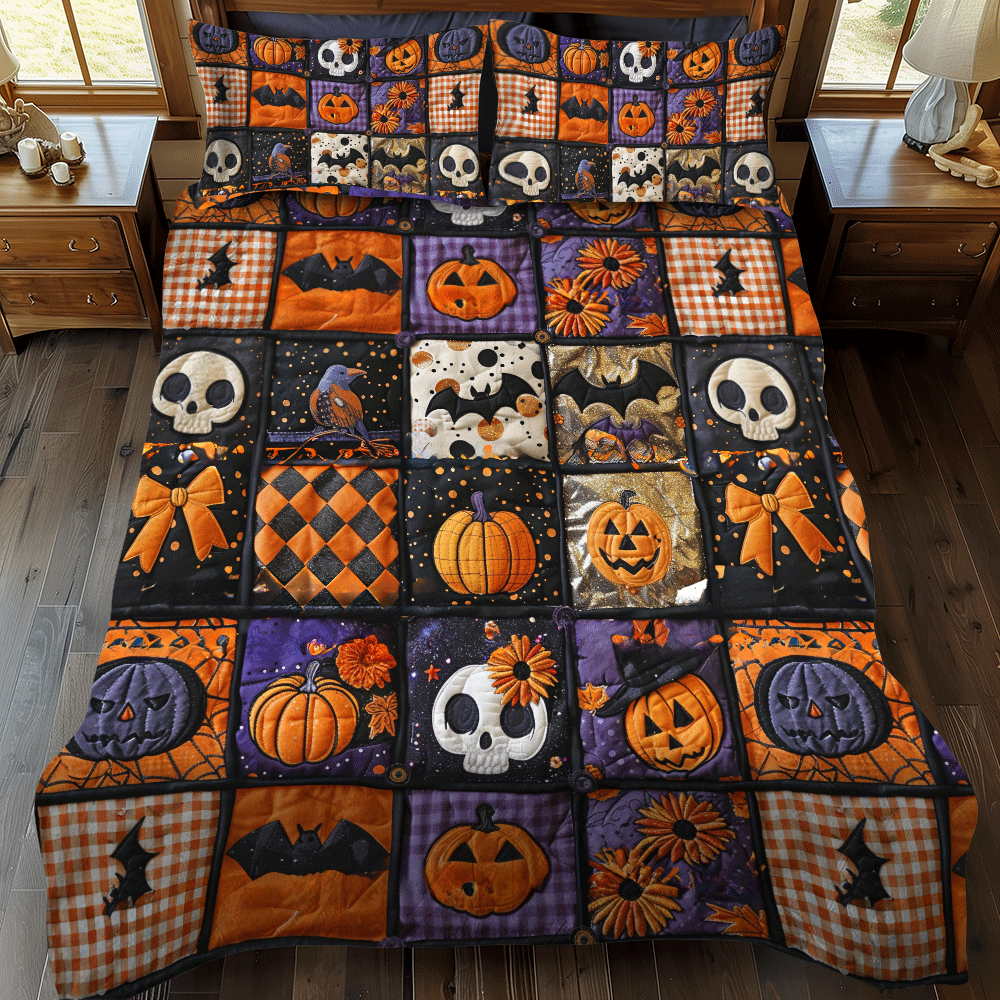 Ghoulish Halloween 3-Piece Quilted Bedding Set - Single (59" x 70")