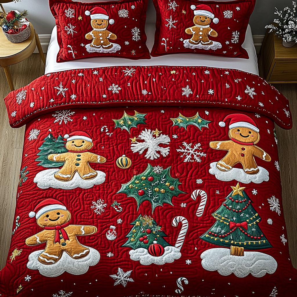 Gingerbread Dreams 3-Piece Quilted Bedding Set - Single (59" x 70")