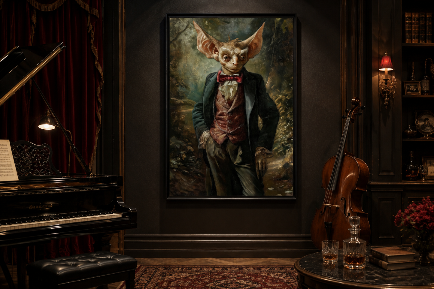 Goblin In Suit Gothic Framed Canvas Wall Art