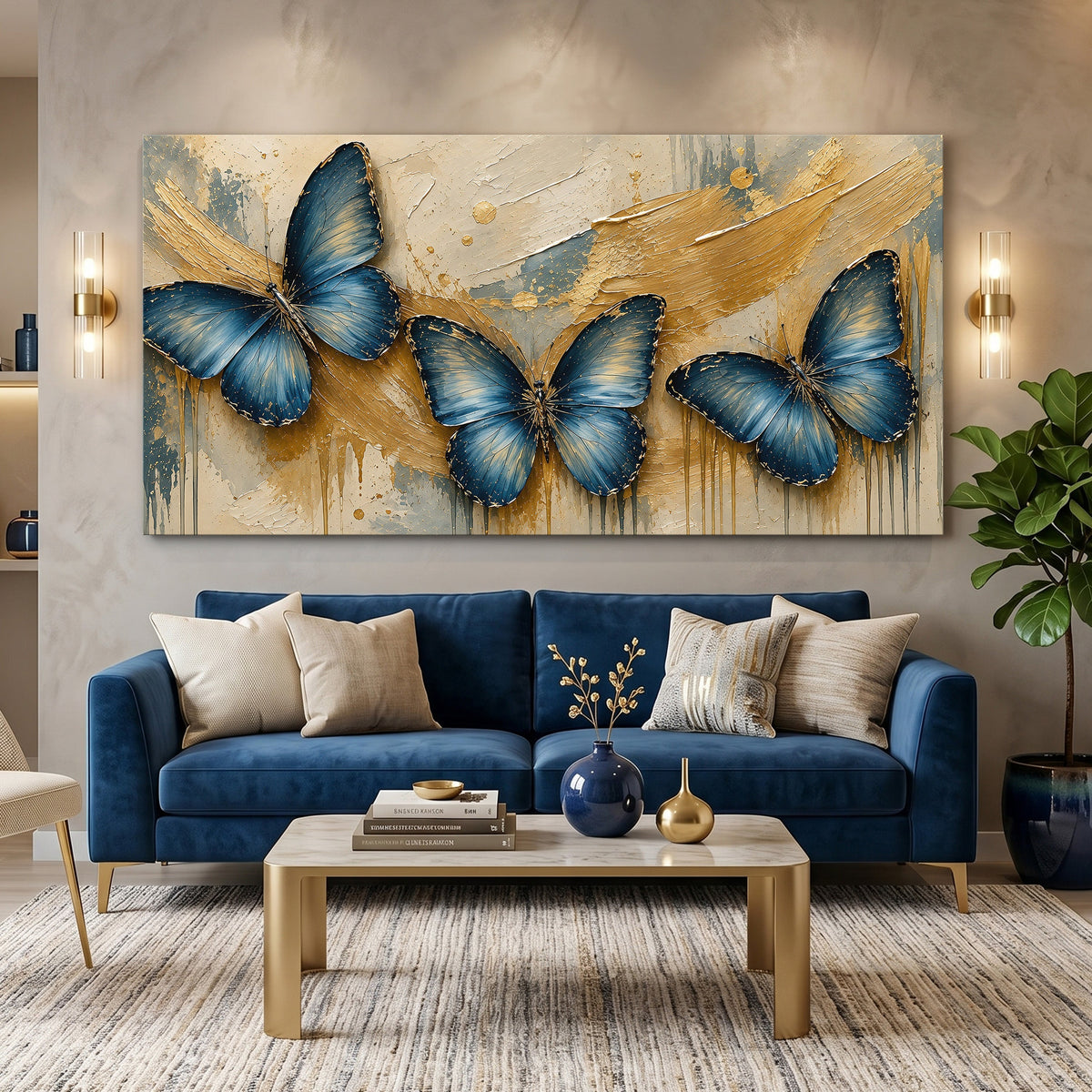 Golden Blue Butterflies