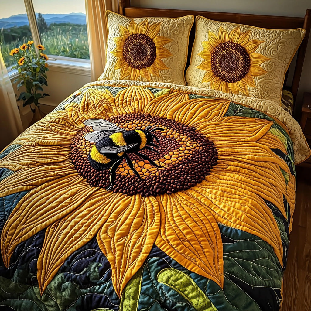 Golden Buzz 3-Piece Quilted Bedding Set - Single (59" x 70")