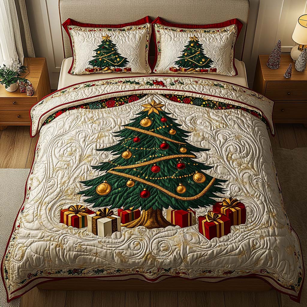 Golden Evergreen 3-Piece Quilted Bedding Set - Single (59" x 70")
