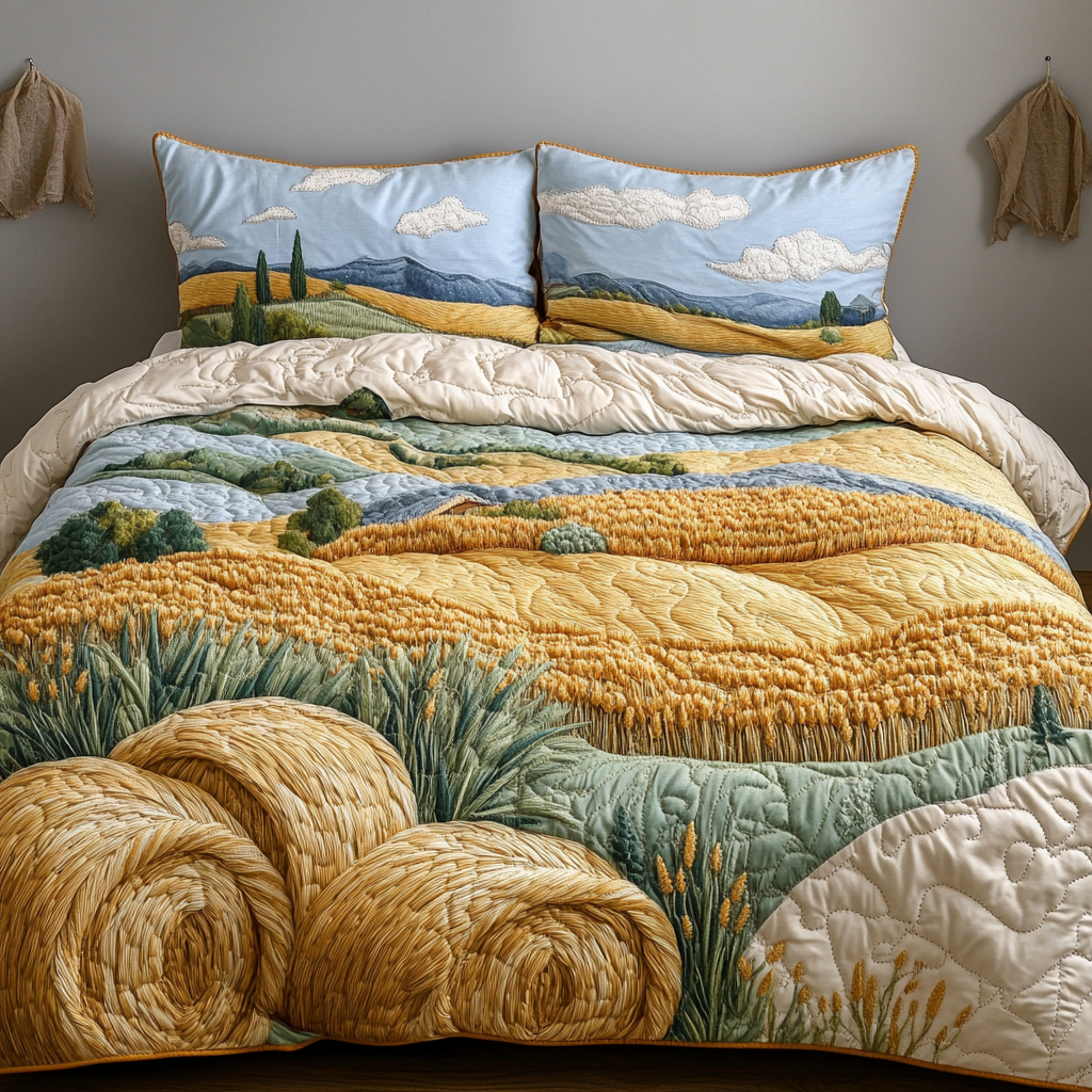 Golden Meadows 3-Piece Quilted Bedding Set - Single (59" x 70")