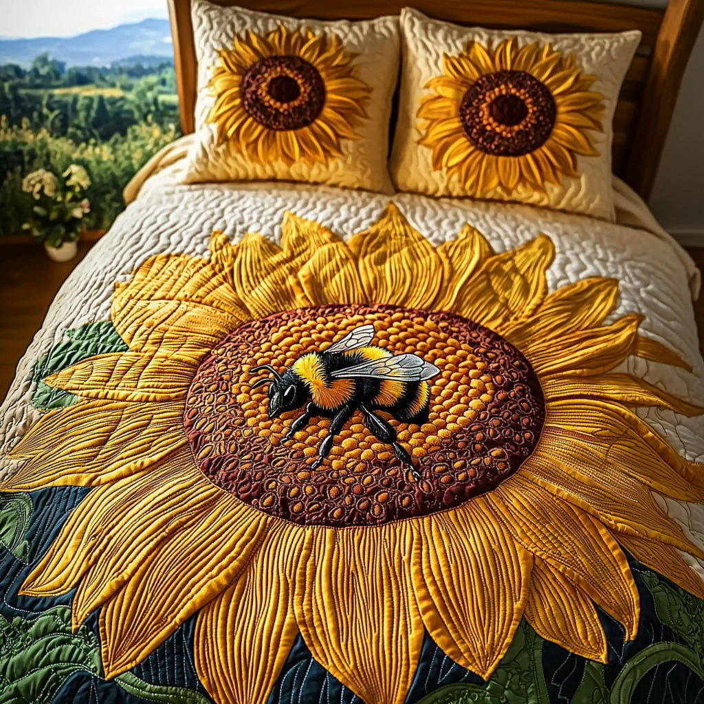 Golden Wings 3-Piece Quilted Bedding Set - Single (59" x 70")