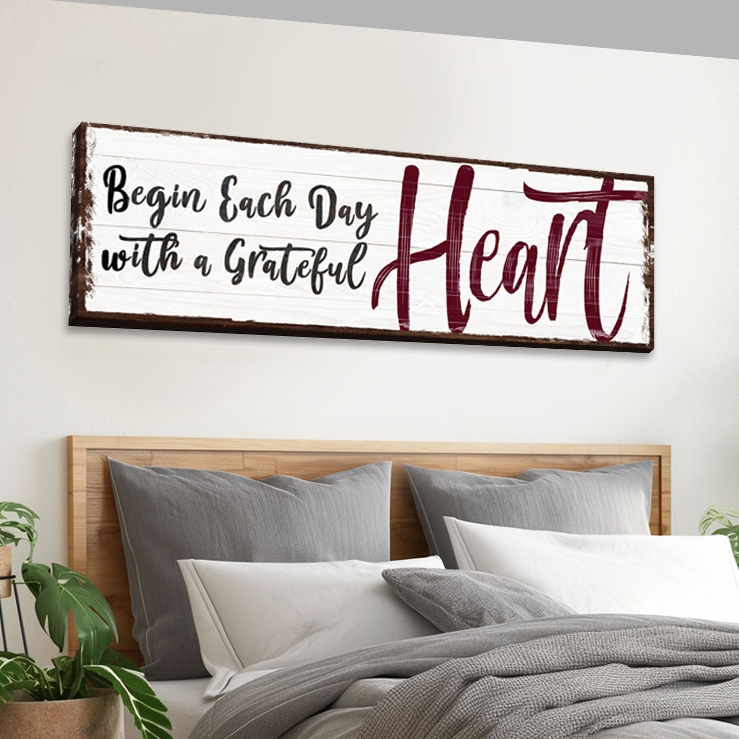 Begin Each Day with a Grateful Heart Inspirational Sign II