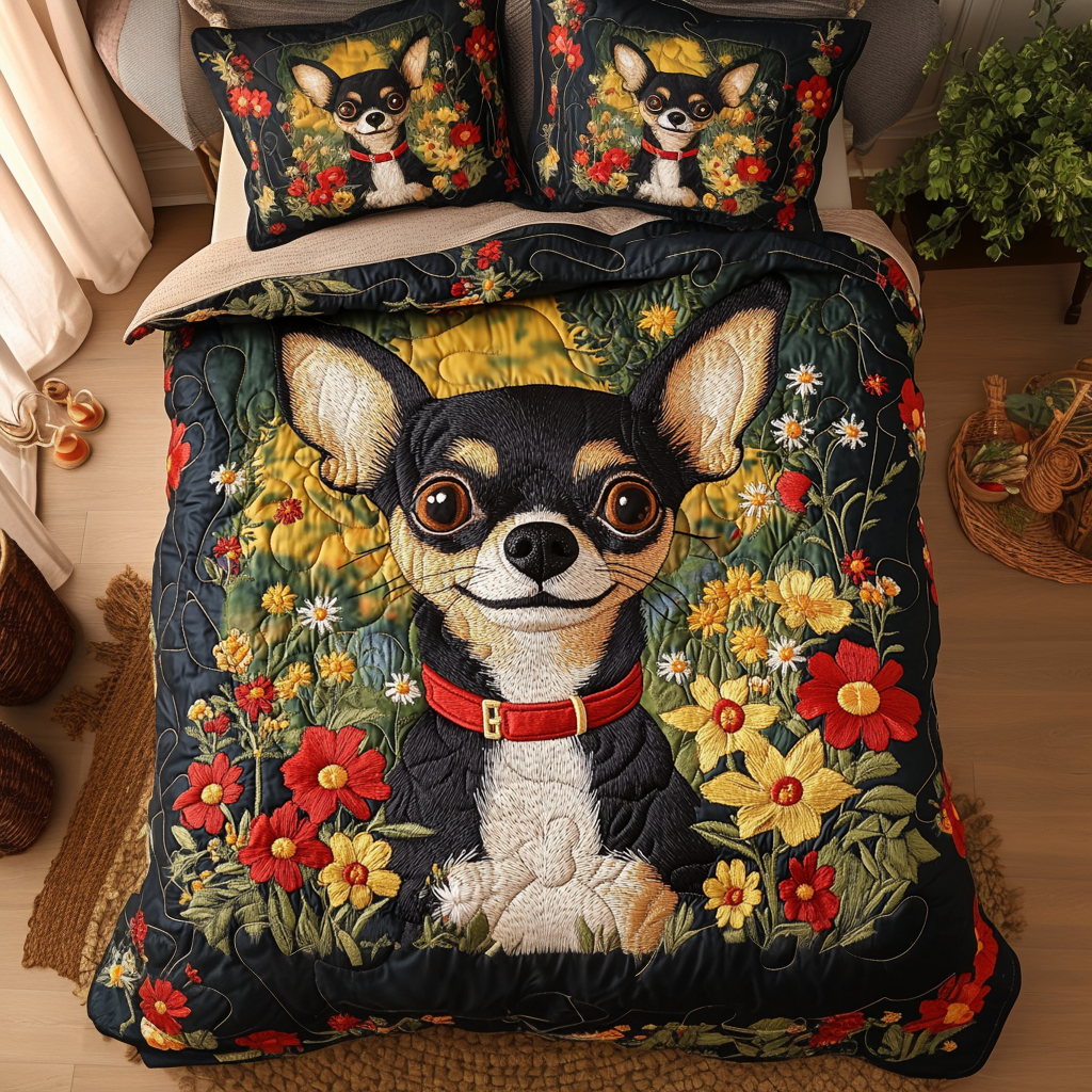 Happy Ears 3-Piece Quilted Bedding Set - Single (59" x 70")