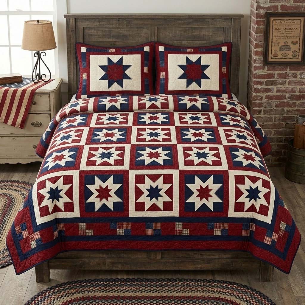Heritage Starblock 3-Piece Quilted Bedding Set - Single (59" x 70")