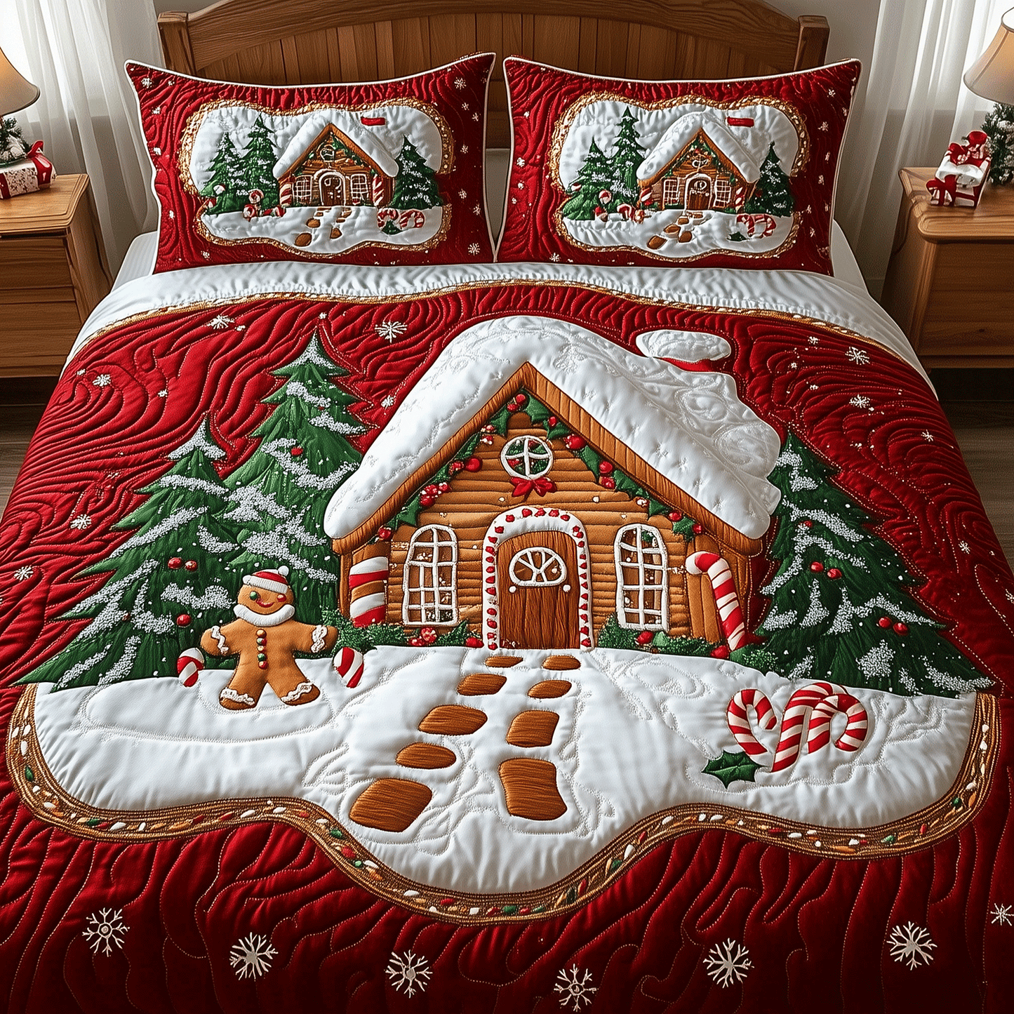 Holiday Cottage Charm 3-Piece Quilted Bedding Set - Single (59" x 70")