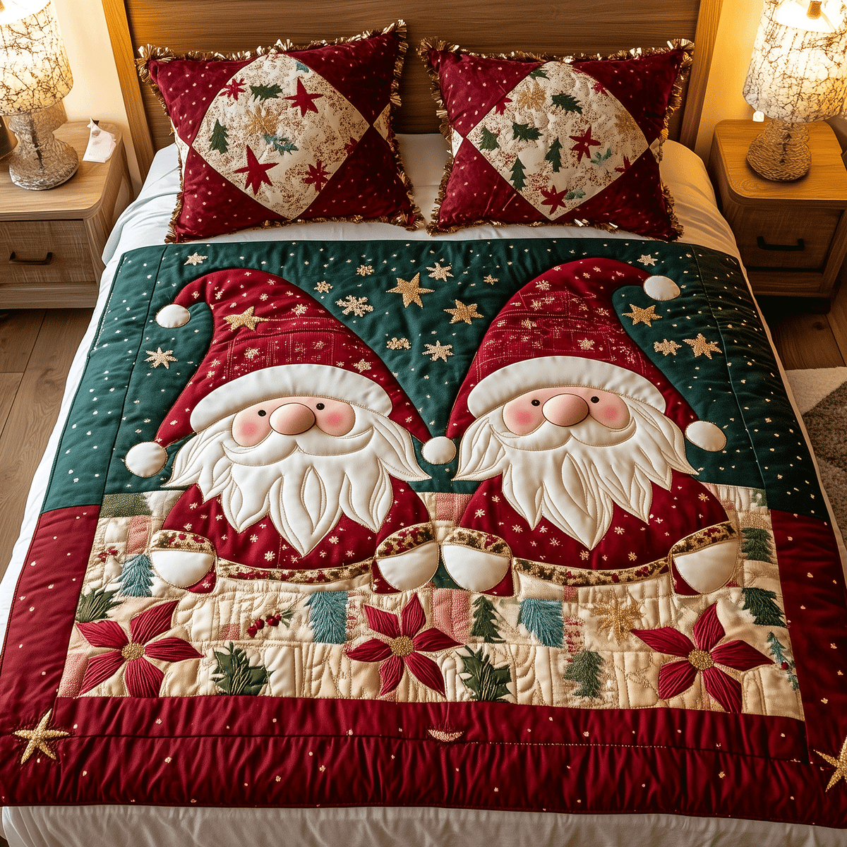 Holiday Gnomes 3-Piece Quilted Bedding Set - Single (59" x 70")