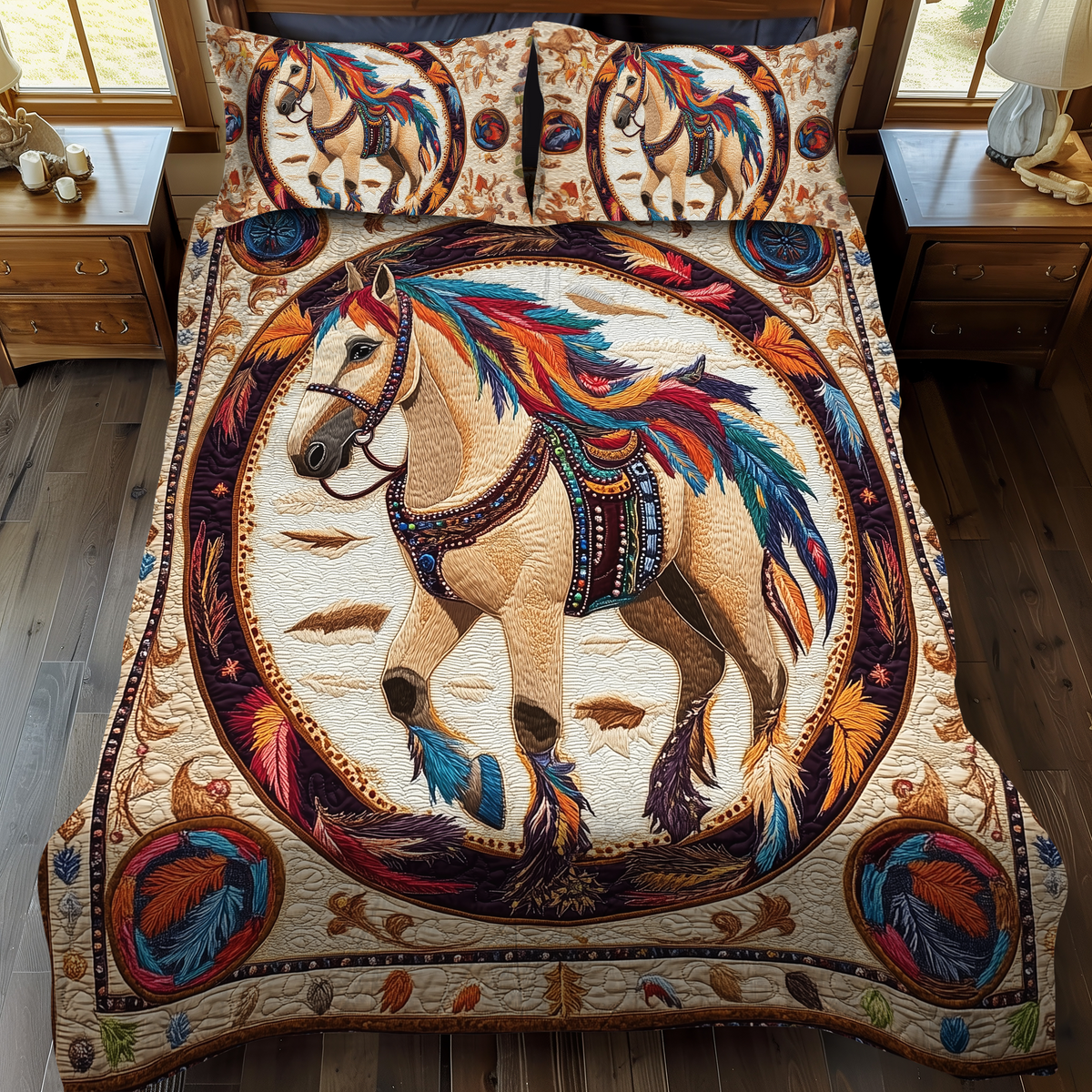 Hoofbeats in Harmony 3-Piece Quilted Bedding Set - Single (59" x 70")