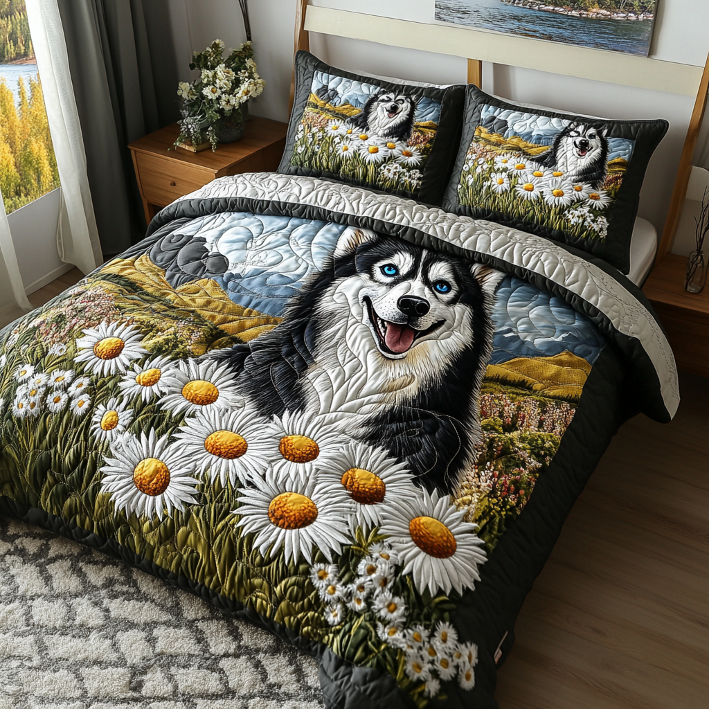 Husky Adventure 3-Piece Quilted Bedding Set - Single (59" x 70")