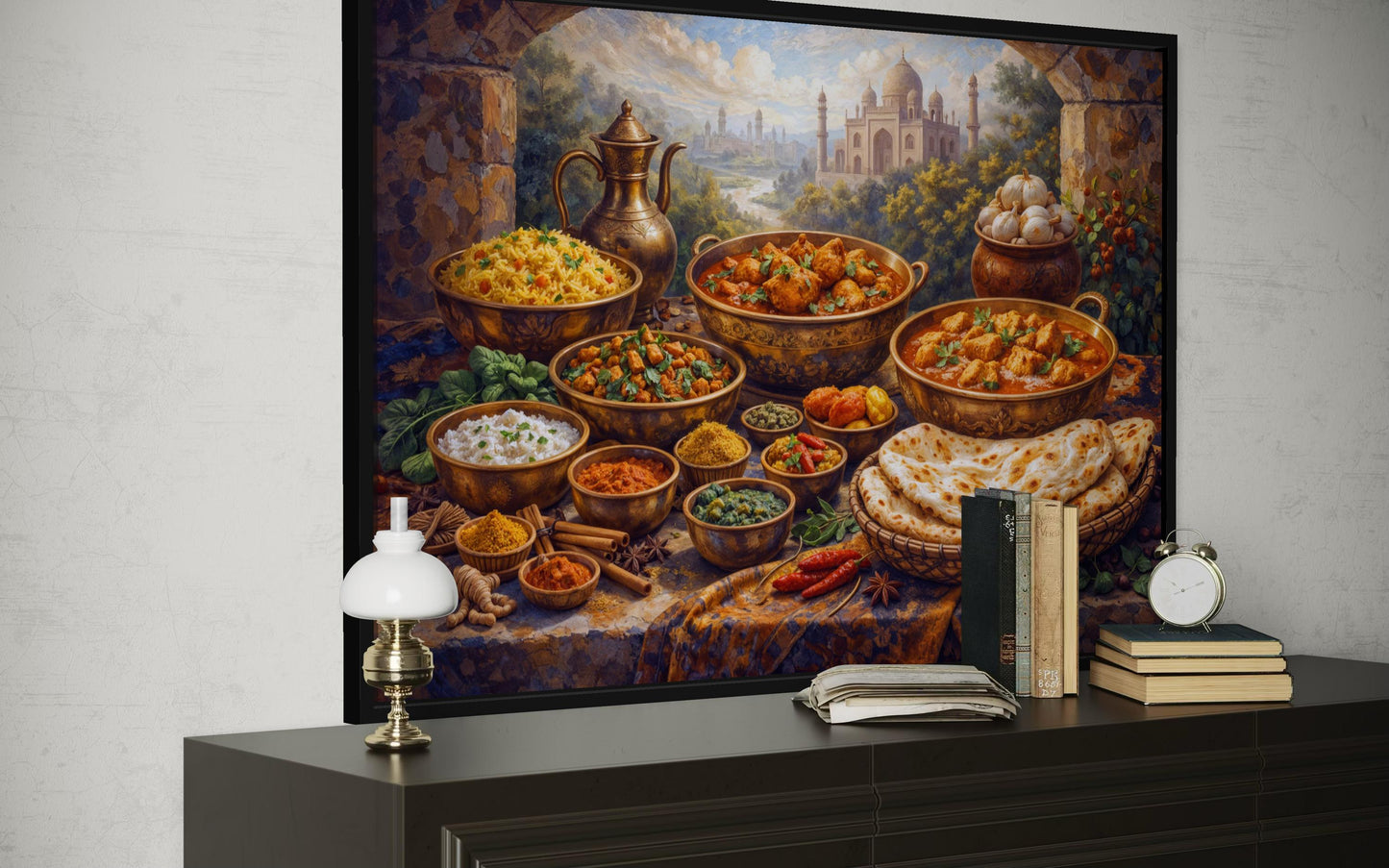 Indian Food Wall Art – Traditional Indian Painting on printed Canvas Print