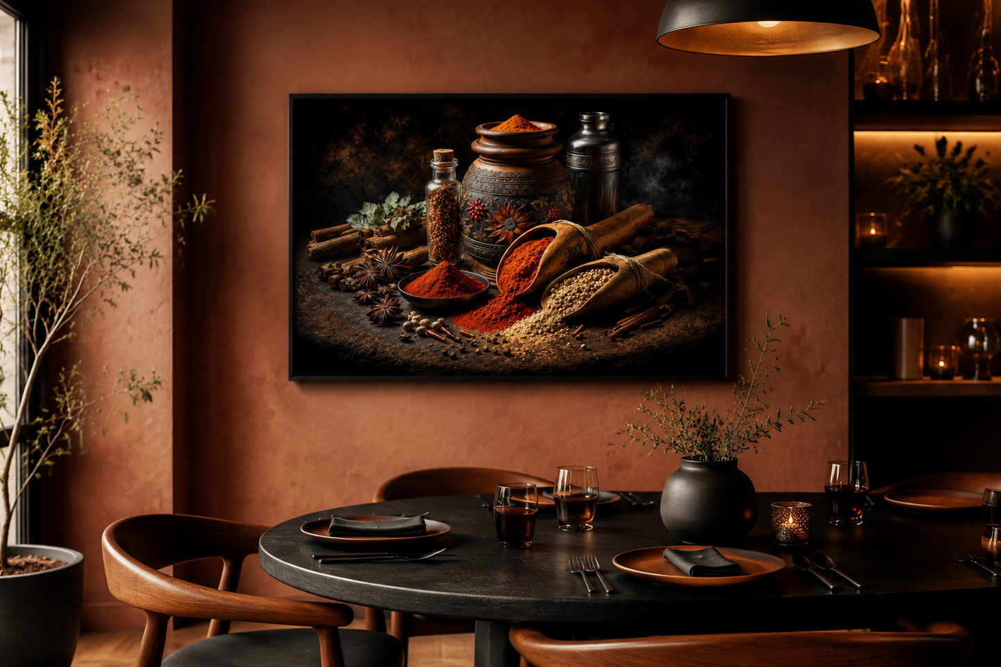 Indian Spices And Herbs Framed Kitchen Wall Art