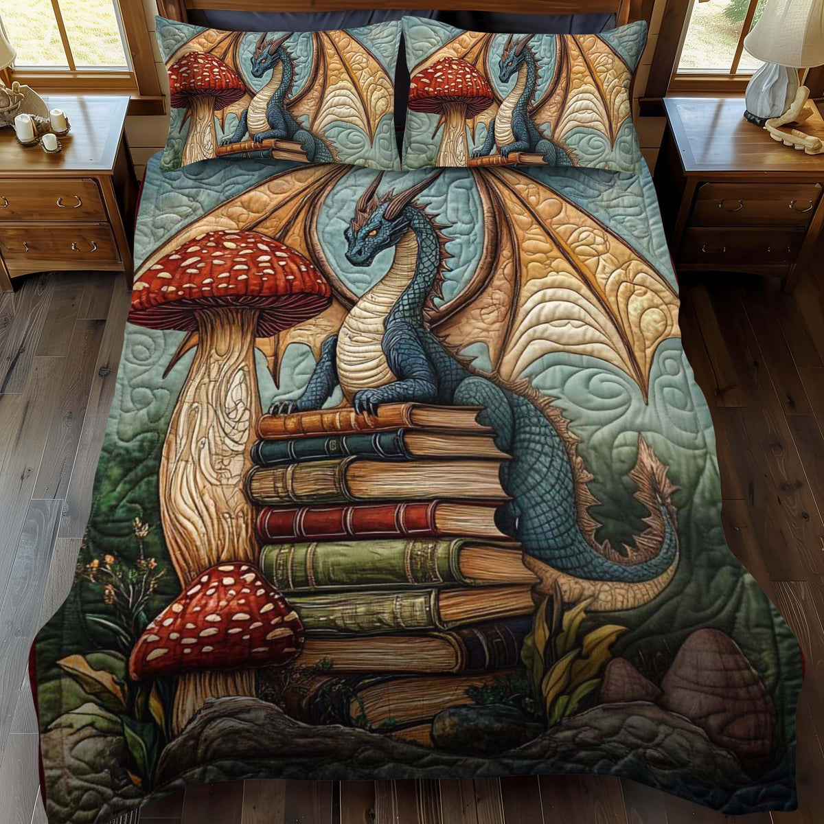 Inferno Roar 3-Piece Quilted Bedding Set - Single (59" x 70")