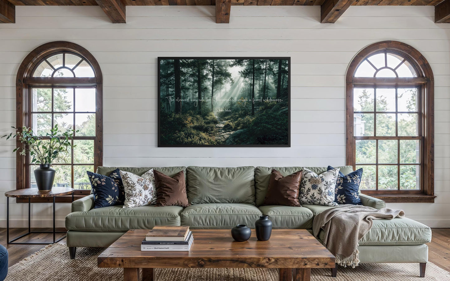 Inspirational John Muir Quote Canvas with Forest Wilderness Wall Art