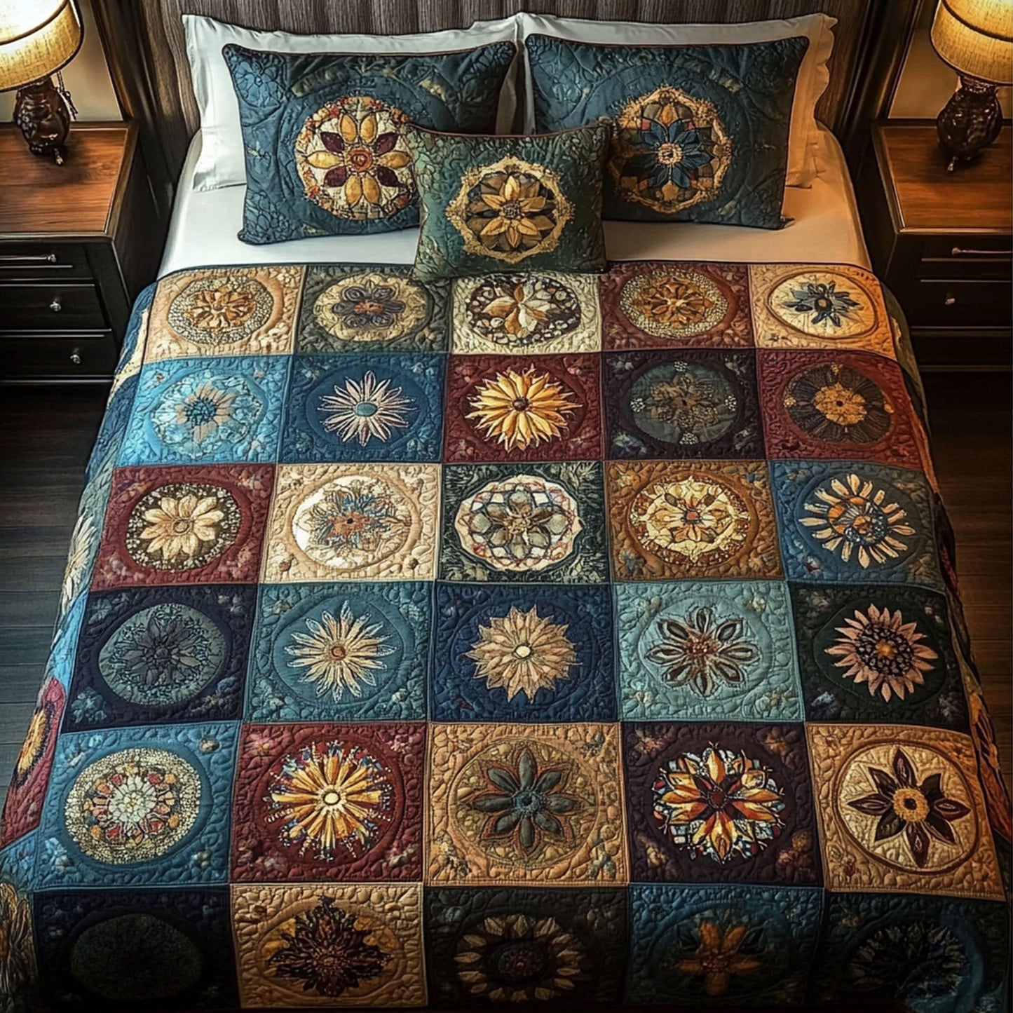 Intricate Grid 3-Piece Quilted Bedding Set - Single (59" x 70")
