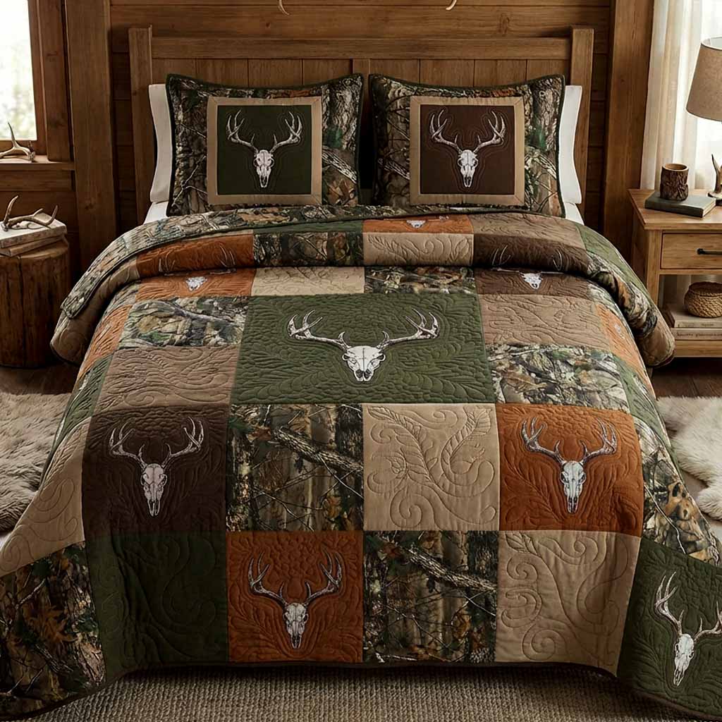 Ironwood Stag 3-Piece Quilted Bedding Set - Single (59" x 70")